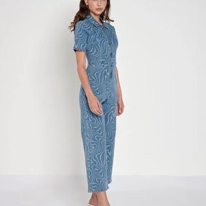 Another Girl Organic Denim Swirl Jumpsuit